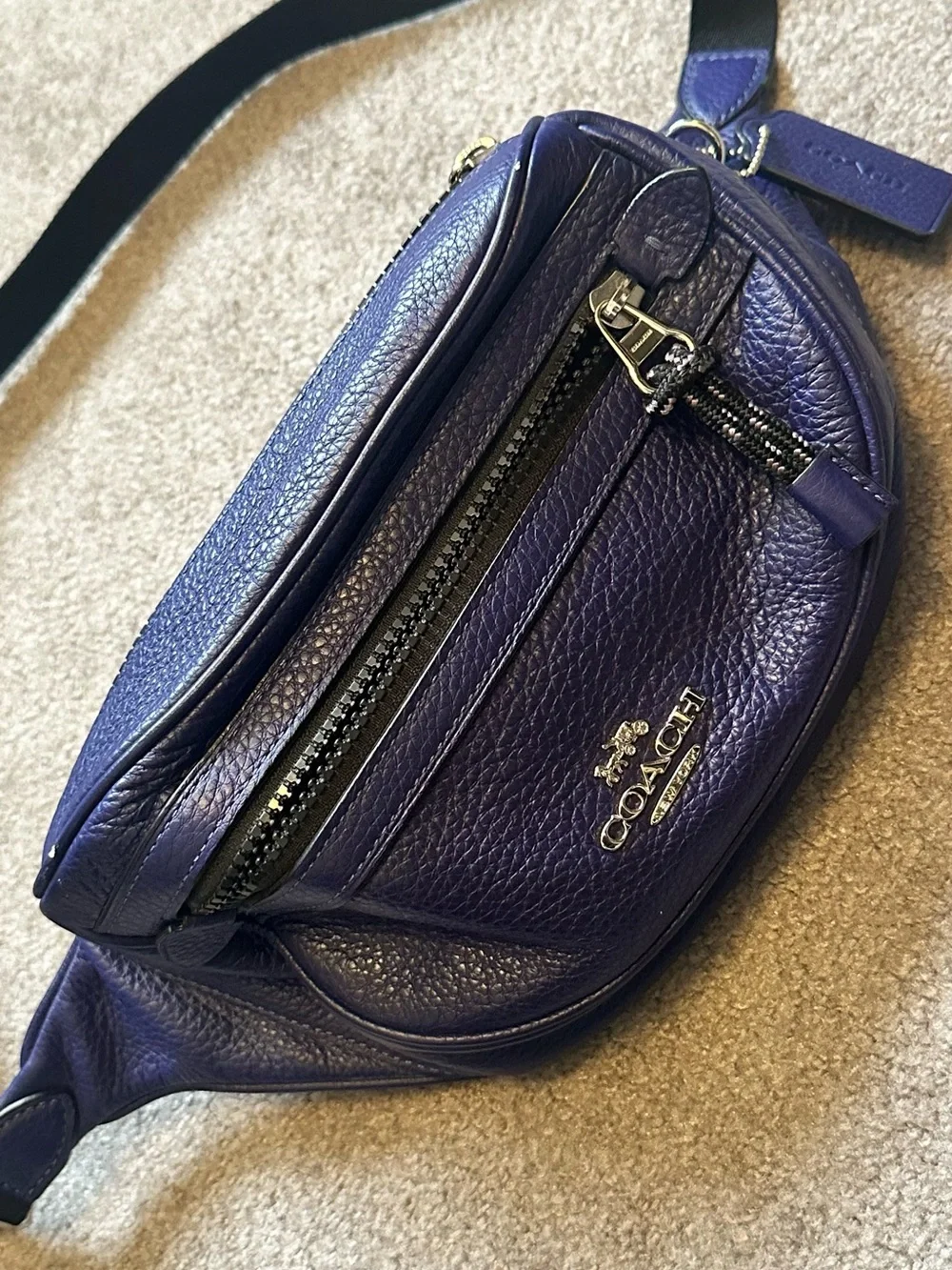 Coach Grape Purple Vale Pebbled Leather Belt Bag Sling GUC